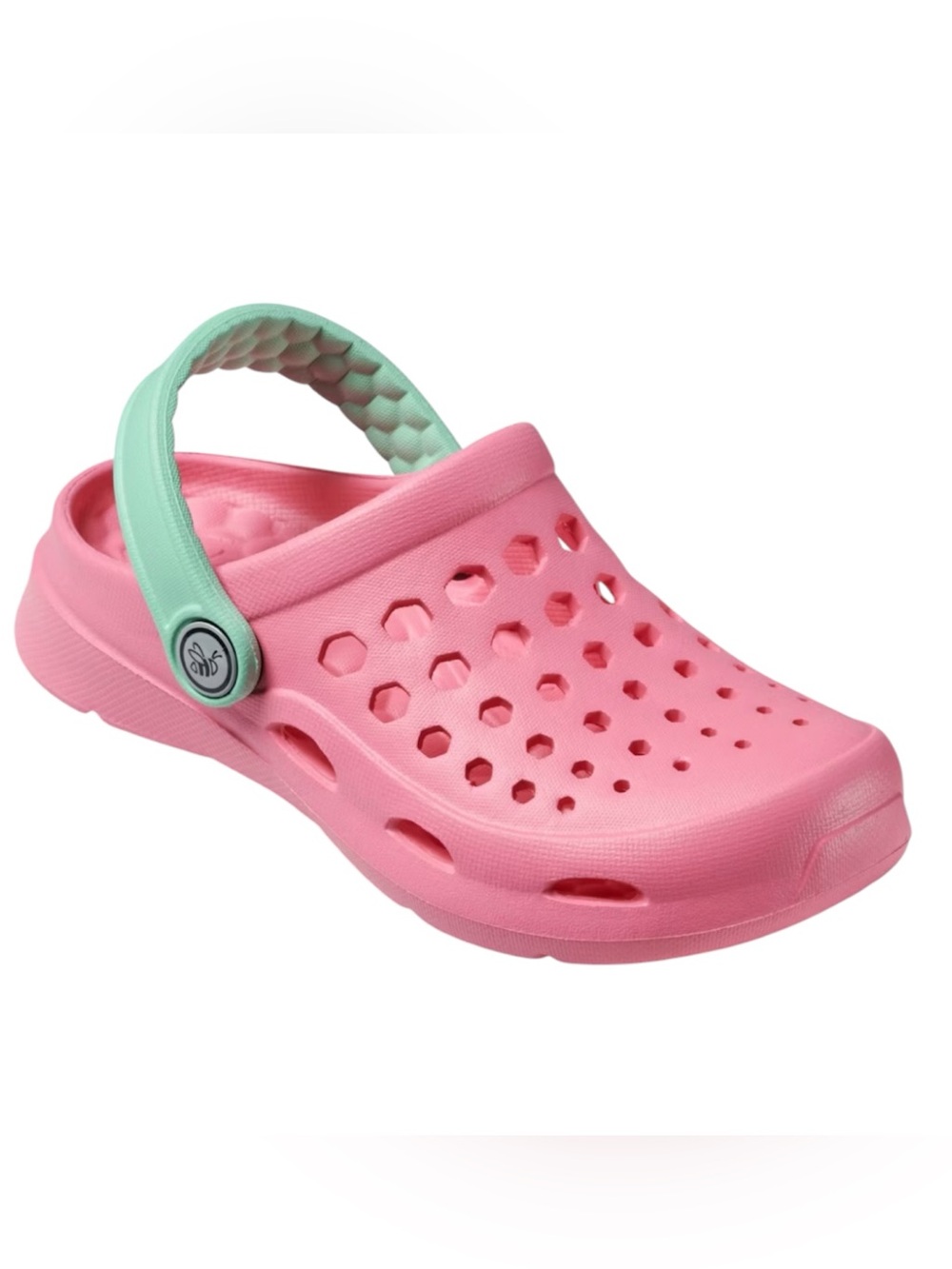 Joybees Kids Pink Clog with Mint Heel Strap - Lightweight Slip-On 12-13 NIB